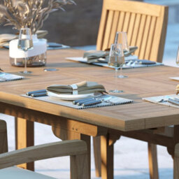 Eterna Duchy Teak Garden Outdoor Dining Table & 8 Seat Chair Set - With Cream Cushions - thumbnail 5