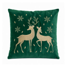 Samuel Alexander 44Cm Emerald Green & Gold Reindeer Decorative Christmas Cushion - thumbnail 8