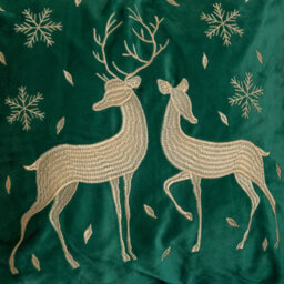 Samuel Alexander 44Cm Emerald Green & Gold Reindeer Decorative Christmas Cushion - thumbnail 4