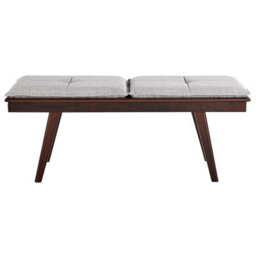 Beliani Hallway Bench - Dark Brown Mdf Frame, Rubberwood Legs, Plush Cushions, Rectangular Retro Design - thumbnail 1