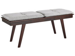 Beliani Hallway Bench - Dark Brown Mdf Frame, Rubberwood Legs, Plush Cushions, Rectangular Retro Design - thumbnail 3