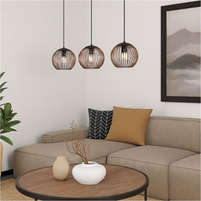 Loops Stylish Black And Copper Triple Pendant Ceiling Light For Modern Interiors 32Cm E27 - image 1