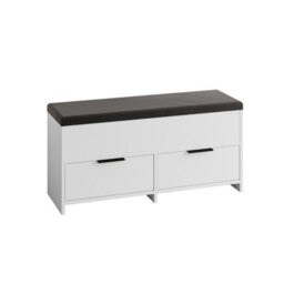 Decortie Modern Cove Shoe Storage With Fabric Bench 2-Tier Cabinet Hallway Entryway Storage White 106X34X50Cm - thumbnail 2