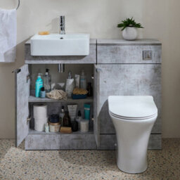Homestylestore 1050mm Concrete Grey Bathroom Combination Vanity Wc Unit With Toilet Pan And Chrome Pull Handle - thumbnail 1