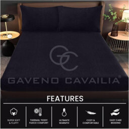 Gc Gaveno Cavailia Teddy Bear Plain Fitted Sheet King Black Fleece Thermal Warm Super Soft & Warm Fluffy Fitted Bed Sheet - thumbnail 2