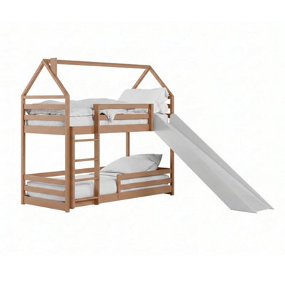 Arte Play Cinnamon Wooden House Bunk Bed With Slide 90 X 190Cm - No Mattress - image 1