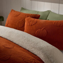 OHS Pumpkin Tufted Teddy Fleece Super Soft Duvet Set With Pillowcase - Double - thumbnail 5