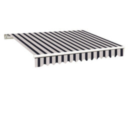 Sundaze 3 X 2.5M Manual Awning Retractable Garden Patio Canopy Sun Shade Shelter With Fittings And Crank Handle Blue-White - thumbnail 2