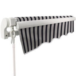 Sundaze 3 X 2.5M Manual Awning Retractable Garden Patio Canopy Sun Shade Shelter With Fittings And Crank Handle Blue-White - thumbnail 3