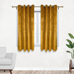 Ameha Ochre Velvet Crushed Curtains Blackout Thermal Insulated Ring Top Ready Made Door Curtain Single Panel 66'' X 84'' - thumbnail 8
