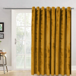 Ameha Ochre Velvet Crushed Curtains Blackout Thermal Insulated Ring Top Ready Made Door Curtain Single Panel 66'' X 84'' - thumbnail 7