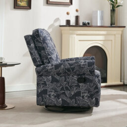 Recliner Armchair, 360 Degrees Swivel Single Sofa With Adjustable Backrest And Footrest - Navy - thumbnail 3