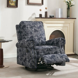 Recliner Armchair, 360 Degrees Swivel Single Sofa With Adjustable Backrest And Footrest - Navy - thumbnail 6
