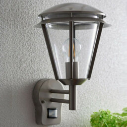 Ip44 Outdoor Wall Lamp Brushed Steel Modern Pir Lantern Porch Curved Move Light - thumbnail 5