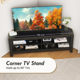 "Costway Corner Tv Stand With Power Outlet 3-Tier Entertainment Center For 60"" Tv" - thumbnail 4