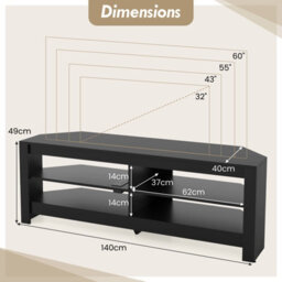 "Costway Corner Tv Stand With Power Outlet 3-Tier Entertainment Center For 60"" Tv" - thumbnail 3