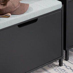 Sobuy Fsr151-K-Sch, Hallway Shoe Bench Shoe Rack Shoe Cabinet With Seat Cushion And Flip-Drawer, Black,w60Xd24Xh51 - thumbnail 5