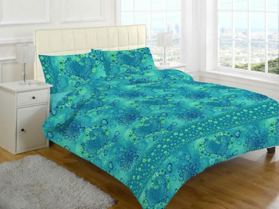 Homes & Linen Jasmin Love Heart Flowers Floral Printed Duvet Cover Set