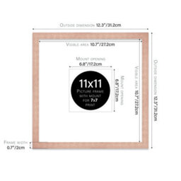 "11X11"" Bronze Picture Frame - 11X11"" Square Frame With 7X7"" Mount For 11X11""/7X7"" Pictures Art Deco Style Room Decor, 1 Pack" - thumbnail 2
