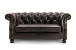 Faux Leather Brown 2 Seater Union Jack Chesterfield Sofa - thumbnail 3