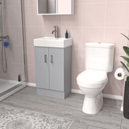 Nes Home Matte Grey 450mm Freestanding Basin Vanity Unit & Toilet Flat Pack - thumbnail 1