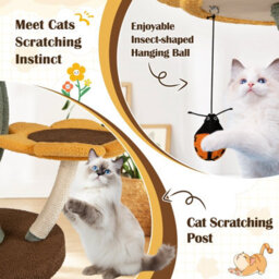 Costway Multi-Layer Cat Tower Sunflower Style Cat Tree With Metal Supporting Pipes - thumbnail 7