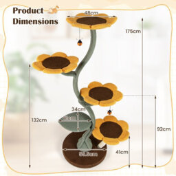Costway Multi-Layer Cat Tower Sunflower Style Cat Tree With Metal Supporting Pipes - thumbnail 2