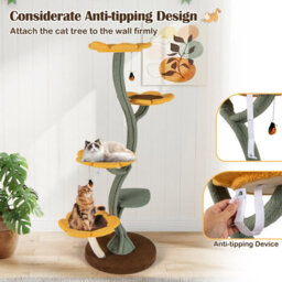 Costway Multi-Layer Cat Tower Sunflower Style Cat Tree With Metal Supporting Pipes - thumbnail 4