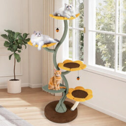 Costway Multi-Layer Cat Tower Sunflower Style Cat Tree With Metal Supporting Pipes - thumbnail 3