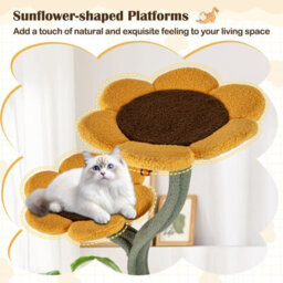 Costway Multi-Layer Cat Tower Sunflower Style Cat Tree With Metal Supporting Pipes - thumbnail 8