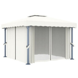 Berkfield Gazebo With Curtain 3X3 M Cream White Aluminium - thumbnail 2