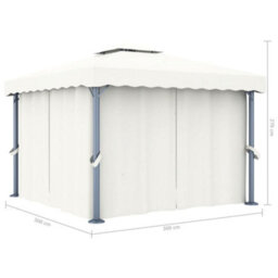 Berkfield Gazebo With Curtain 3X3 M Cream White Aluminium - thumbnail 6