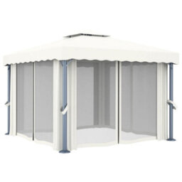 Berkfield Gazebo With Curtain 3X3 M Cream White Aluminium - thumbnail 3
