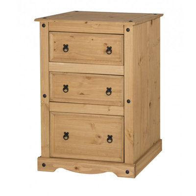 Mercers Furniture Corona 3 Drawer Wide Chest Of Drawers Solid Wood Pine Wooden Bedroom With Mexican Styling - image 1