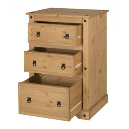 Mercers Furniture Corona 3 Drawer Wide Chest Of Drawers Solid Wood Pine Wooden Bedroom With Mexican Styling - thumbnail 2