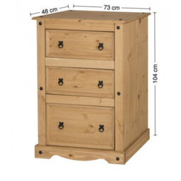 Mercers Furniture Corona 3 Drawer Wide Chest Of Drawers Solid Wood Pine Wooden Bedroom With Mexican Styling - thumbnail 4