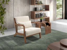 Angel Cerda Elegant White Fabric Armchair With Walnut Legs - thumbnail 2