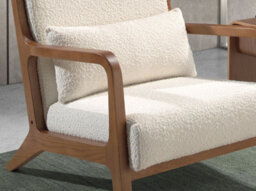 Angel Cerda Elegant White Fabric Armchair With Walnut Legs - thumbnail 4