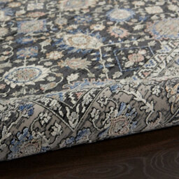 Grey/blue Luxurious Traditional Bordered Floral Rug Easy To Clean Living Room And Bedroom-300Cm X 381Cm - thumbnail 6