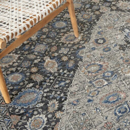 Grey/blue Luxurious Traditional Bordered Floral Rug Easy To Clean Living Room And Bedroom-300Cm X 381Cm - thumbnail 5