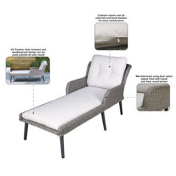 Loops 2 Pack Grey Rattan Wicker Outdoor Sun Lounger With Cushions For Garden - thumbnail 3