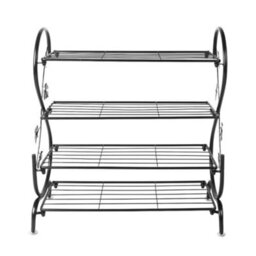 Living And Home 4 Tier Black Metal Shoe Rack Shoe Storage Organizer Shoe Shelf - thumbnail 5
