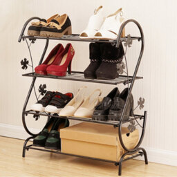 Living And Home 4 Tier Black Metal Shoe Rack Shoe Storage Organizer Shoe Shelf - thumbnail 3