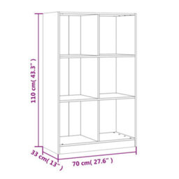 Berkfield Bookcase White 70X33X110 Cm Solid Wood Pine - thumbnail 8