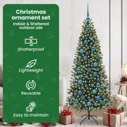 Vidaxl Christmas Bauble Set With 300 Leds 120 Pcs Blue Plastic - thumbnail 7