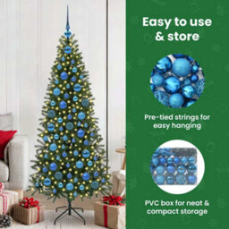 Vidaxl Christmas Bauble Set With 300 Leds 120 Pcs Blue Plastic - thumbnail 9