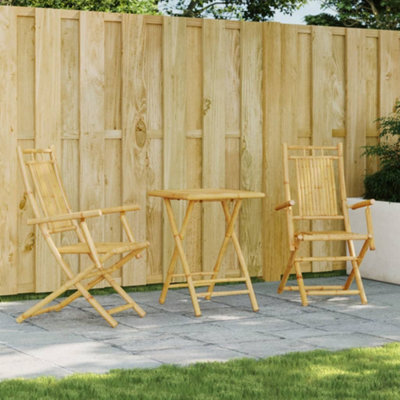 Walplus 3 Piece Bistro Set Bamboo For Garden Backyard, Balcony - Cushion Not Included - image 1