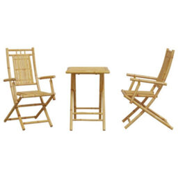 Walplus 3 Piece Bistro Set Bamboo For Garden Backyard, Balcony - Cushion Not Included - thumbnail 4