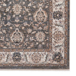 Green Traditional Bordered Floral 10mm Thick Stain-Resistant Rug For Bedroom, Living Room, & Dining Room-80Cm X 150Cm - thumbnail 4