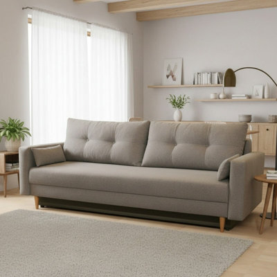 Bongo Modern Sofa Bed With Storage Universal Beige Fabric - image 1